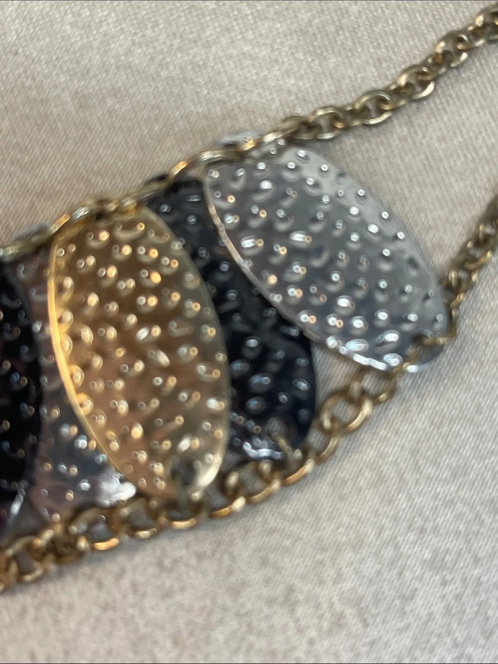 Hammered Multi-Tone Leaf Statement Necklace - Unbranded